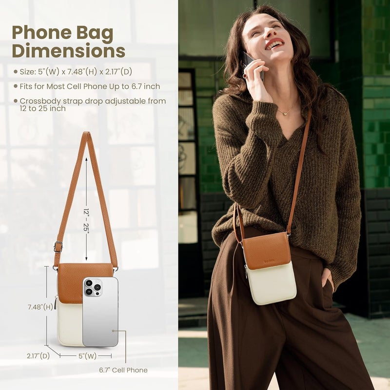 befen Genuine Leather Small Crossbody Bags for Women, Cell Phone Cross body Purse Bag with RFID Blocking Card Slots - Image 4